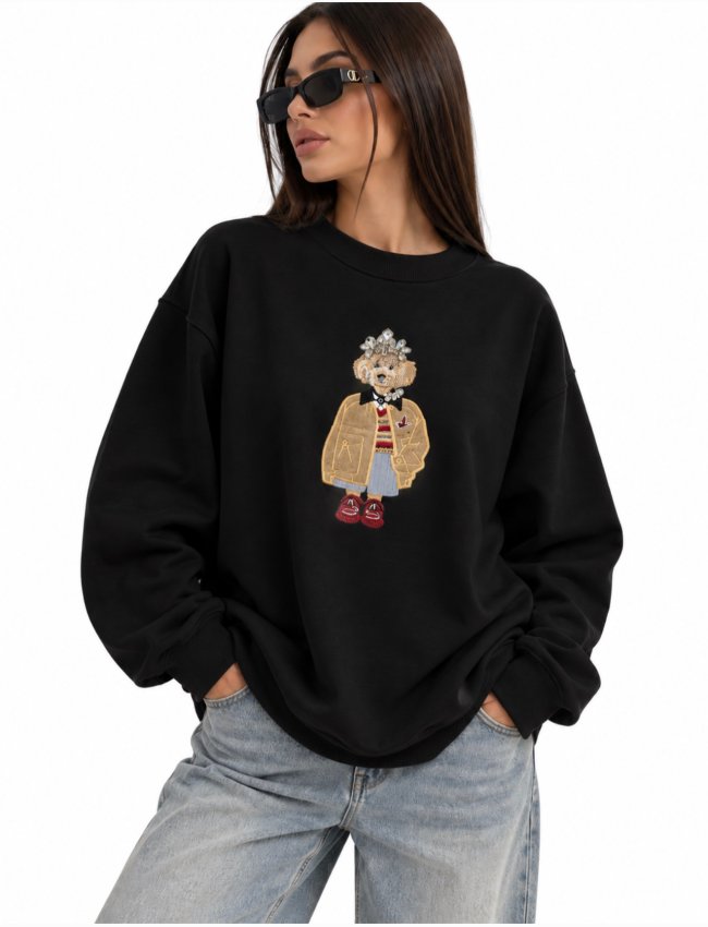 Siyah Köpekli Sweatshirt