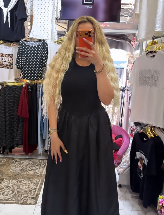 Siyah Paraşüt Elbise