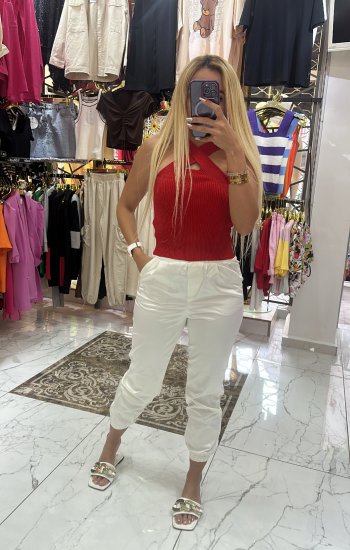 Beyaz Saten Eşofman Alt