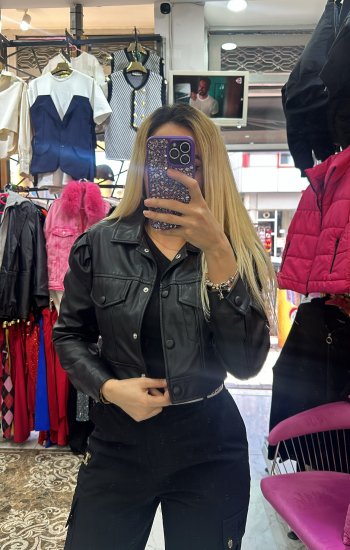 Crop Deri Ceket