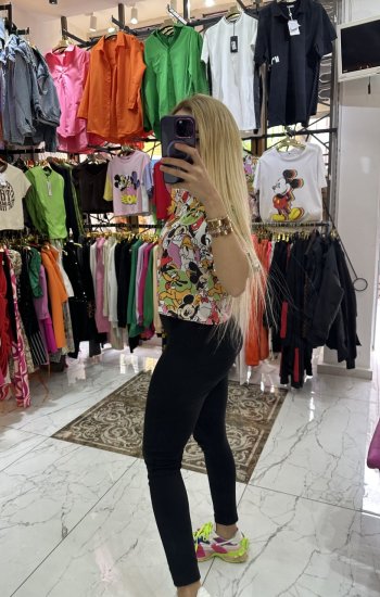 Desenli Mickey Tshirt Salaş Kalıp