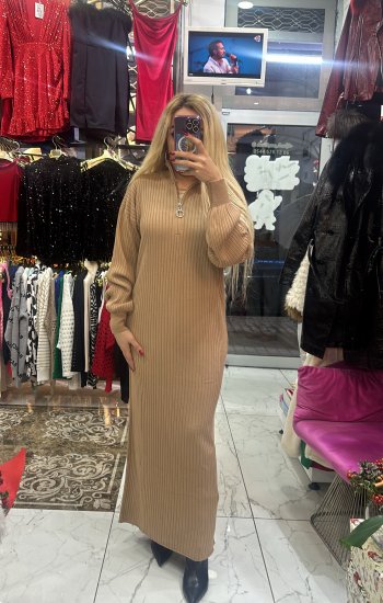 Fermuarlı Triko Elbise