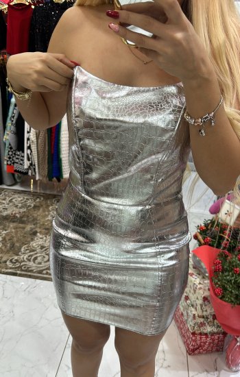 Gri Parlak Elbiss