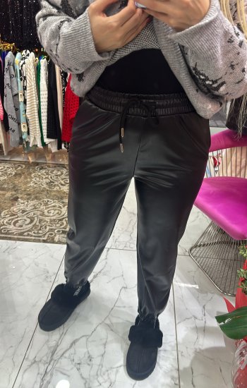 İçi Şardonlu Deri Pantolon