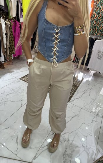 Krem Paraşüt Pantolon