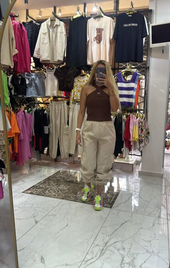Krem Paraşüt Pantolon