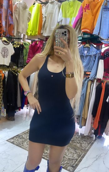 Lacivert Triko Elbise