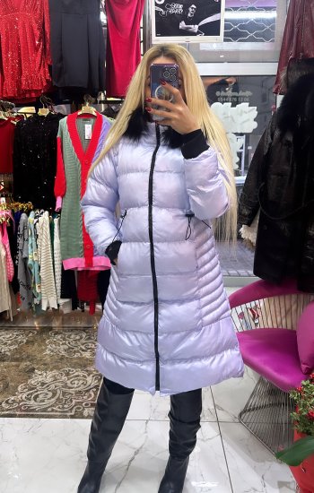 Lila şişme Mont