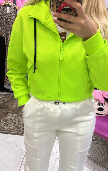 Neon kapşonlu Hirka