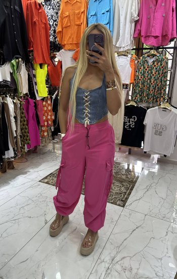 Pembe Paraşüt Pantolon