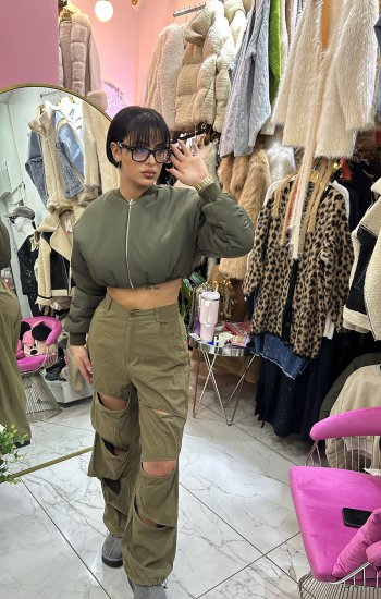 şişme crop ceket