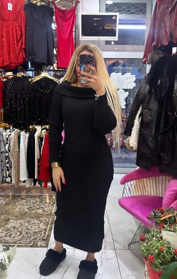 siyah kayık kaya elbise
