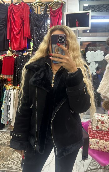 siyah peluş Kürk