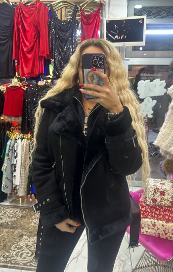 siyah peluş Kürk